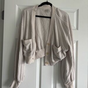 Urban Outfitters Pale Blush Cropped Knit Cardigan